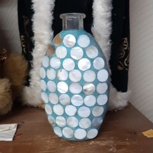 Handcrafted Aqua Teal Sea Blue Vase Deco